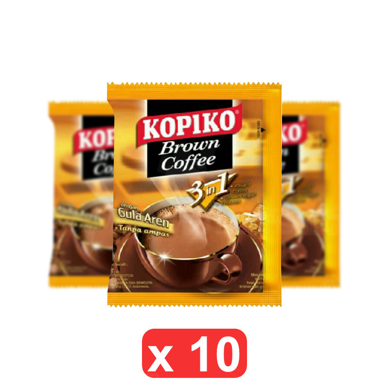 Pack de 10 Café soluble 3 en 1 Kopiko™ 30g, Café au lait sucré