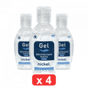 Pack de 4 Gel Désinfectant Hydro-alcoolique à l'aloe Vera Nickel™ 50ml