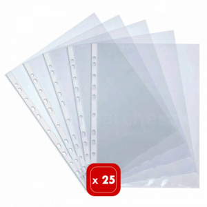 Pack de 25 pochettes plastiques perforées transparent Lauréat™ | 40 microns d’épaisseur