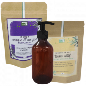 Poudre cheveux Hydratant Violet™ 45g +Tensioactif SCI végétal Violet™ 50g + Bouteille à pompe en plastique 300ml Violet™