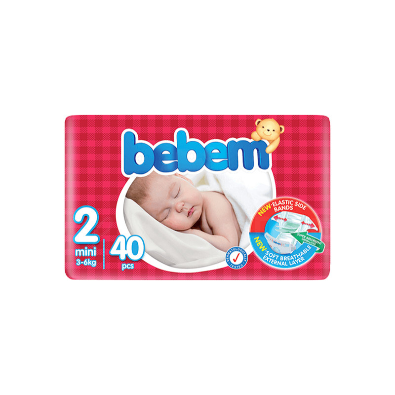 Couche Mini Bebem Paquet De 40 Pieces Pour Bebe 3 A 6 Kg Supermarche Mg