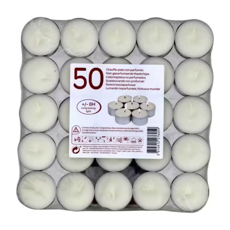 Paquet de 50 bougies chauffe-plat D4cm