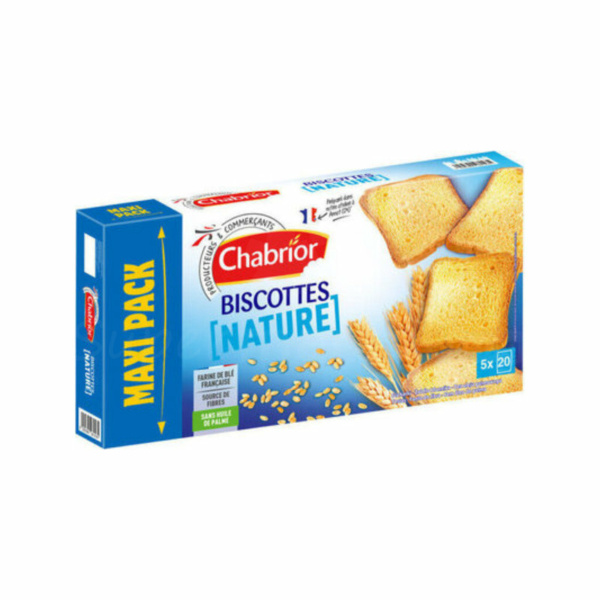Biscottes Nature 100 Tranches CHABRIOR™ 830G (5 x 20)