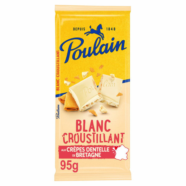 chocolat Tablette Blanc croustillant Poulain 95g